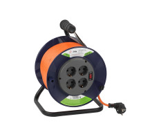 ЭРА Удлинитель силовой RPx-4es-3x1.5-40m на пластиковой катушке c заземлением 4 розетки 40м ПВС 3х1.5мм2