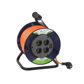 ЭРА Удлинитель силовой RPx-4es-3x1.5-40m на пластиковой катушке c заземлением 4 розетки 40м ПВС 3х1.5мм2