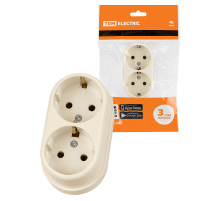 TDM Розетка двойная 2П+3 открытой установки IP20 16А сл. кость 