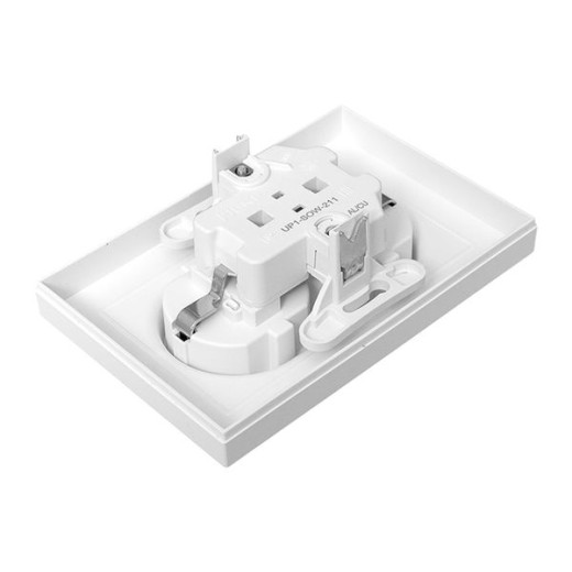 Механизм розетки двойной, 16А, с заземлением, со шторками, с рамкой, белый Эпика EKF