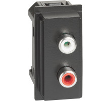 BT Living now Черный Механизм Розетка с двумя разъемами RCA 1 мод.