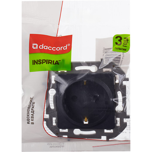 Розетка с заземлением - Legrand/Daccord Inspiria - со шторками 16А 250В винтовые зажимы - антрацит