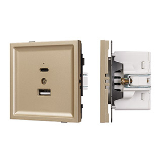 Механизм USB розетки SCT-TENDO-MUAC-SFPL-GD (5V, 3A, QC3) (Arlight, Матовый песочный)