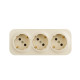 Розеточный блок тройной с заземлением - Legrand Quteo - с предварительным подключением со шторками IP20 16А 250В винтовые зажимы накладной монтаж - слоновая кость