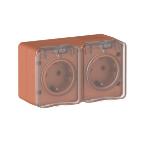 Systeme Electric AtlasDesign Profi54 Наруж Терракотовый Розетка двойная с з/к со шторками 16А