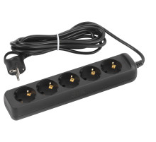 ЭРА Удлинитель электрический UX-5e-5m-B с заземлением 5 розеток 5 м ПВС 3х0,75мм2 10А черный