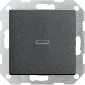 Gira S-55 Антрацит Выключатель 1-клавишный с подсветкой с самовозвратом