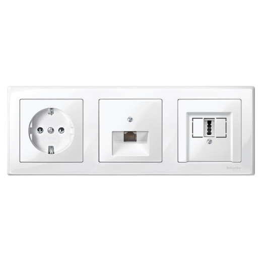 MERTEN ЦЕНТР.ПЛАТА д/розетки RJ45, 1 пост, ПОЛ.БЕЛЫЙ, SM