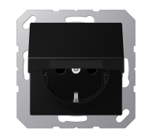 JUNG A Flow/A 550 Черный матовый Розетка 16A 250V с крышкой, SCHUKO