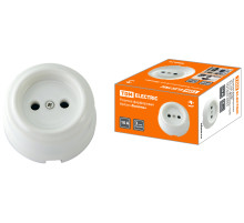 TDM Розетка фарфоровая 2П 10А 250В белая «Болонь»