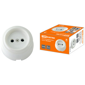 TDM Розетка фарфоровая 2П 10А 250В белая «Болонь»