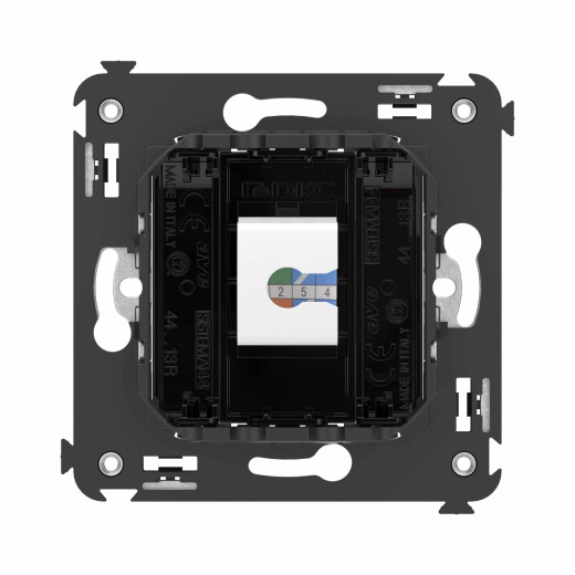 Телефонная розетка RJ-12 без шторки в стену одинарная, Avanti, черный квадрат