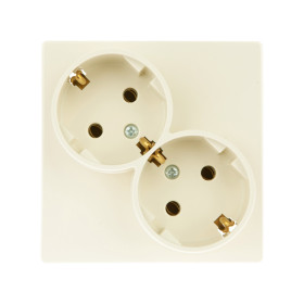 Simon 24 Слоновая кость Розетка 2Х2К+3 Sсhuko без защитных шторок