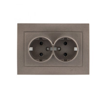 EKF PROxima Валенсия лицевая панель розетки 2-местной с/з 16А графит с защ. штор..