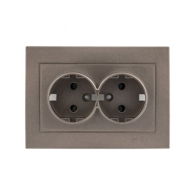 EKF PROxima Валенсия лицевая панель розетки 2-местной с/з 16А графит с защ. штор..