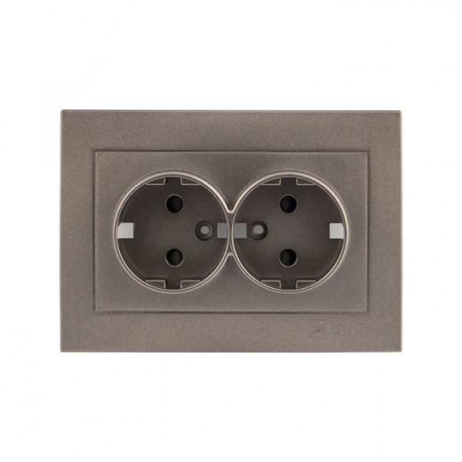 Валенсия лицевая панель розетки 2-местной с/з 16А графит с защ. штор. EKF PROxima