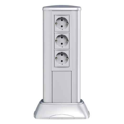 Розетка силовая 2Р+Е, со шторками, Viva, 2 мод., серая