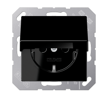 JUNG Штепсельная розетка SCHUKO 16A 250V~ с защитой от детей с крышкой термопласт черная