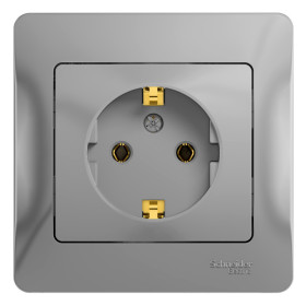 Systeme Electric Glossa Алюминий Розетка с/з (в сборе с рамкой)