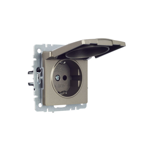 BRITE Роз. с з/к/ш с кр. 16А IP44 РСбш10-3-44-БрШ шамп. IEK