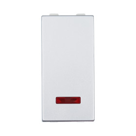 Ecoplast LK45 Выключатель с индикатором 45х22,5мм (схема 1L) 16 A, 250 B (серебристый металлик)