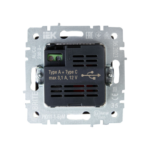 BRITE Роз. USB A+C 18Вт РЮ11-1-БрМ мар. IEK