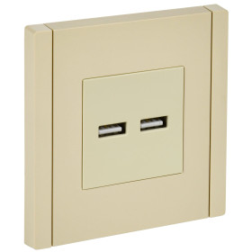 IEK FORTE&PIANO Ваниль Розетка USB A+A 3,1А FP449