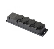 EKF PROxima Роз. (колодка) четырехмест. с защит. крышками каучуковая 230В 2P+PE 16A IP44 PRO.