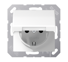 JUNG Штепсельная розетка SCHUKO 16A 250V~ с крышкой и защитой от детей белая