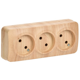 IEK GLORY РС23-2-ХС Розет. 3-ая без з/к о/у 10А GLORY сосна