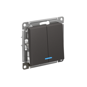 Systeme Electric AtlasDesign Базальт Выключатель 2-клавишный с подсветкой, сх.5а, 10АХ, механизм