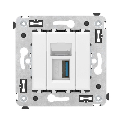 USB 3.0 розетка одинарная в стену, тип А-А, Avanti, белое облако