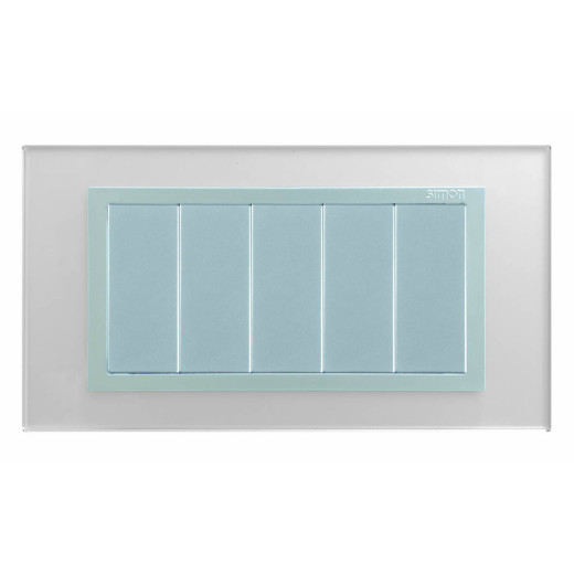 Simon 82 Серебро - алюминий(стекло) Рамка с суппортом на 8 узких модулей