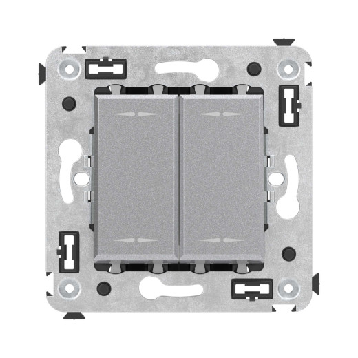 Инвертор двухклавишный в стену, Avanti, закаленная сталь