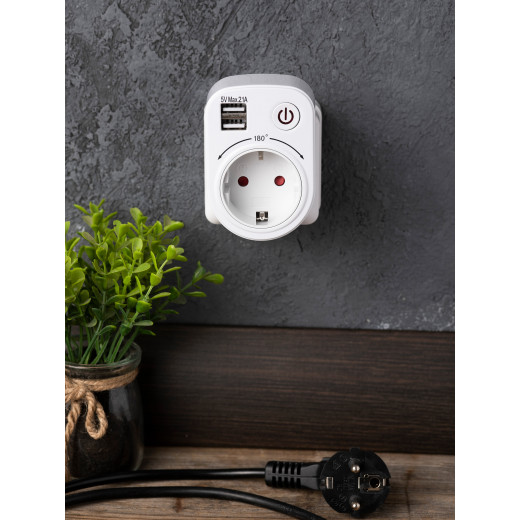 Розеточный блок SB-01 (розетка 2P+E 16А, 2 USB разъема 5V 2,1A) EKF PROxima