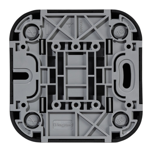 Переключатель двухклавишный - Legrand Quteo - IP20 10A 250В винтовые зажимы накладной монтаж - чёрный матовый