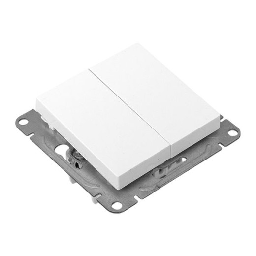 Механизм выключателя, двухклавишный, проходной, белый Эпика EKF