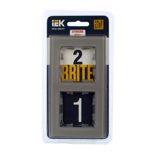 BRITE Рамка 2-мест. РУ-2-2-БрД стекло дым. IEK