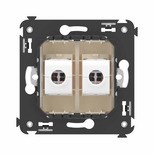 Компьютерная розетка RJ-45 без шторки в стену, кат.6 двойная, Avanti, ванильная дымка