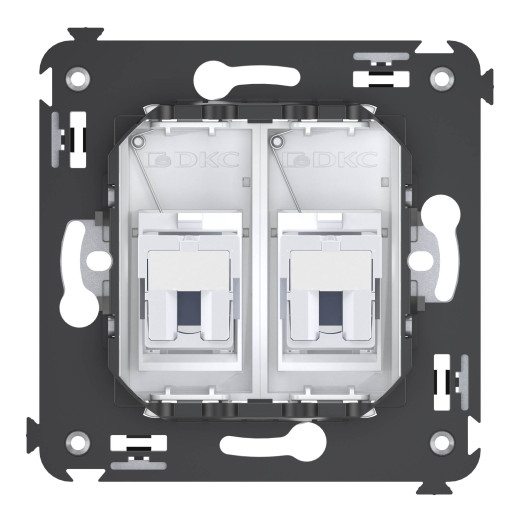 Телефонная розетка RJ-12 в стену двойная, Avanti, белое облако