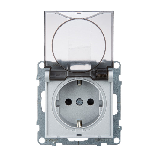 SUNO. Силовая розетка 2К+З 16А 250В. С крышкой IP21. С защитными шторками. Безвинтовые зажимы Цвет 