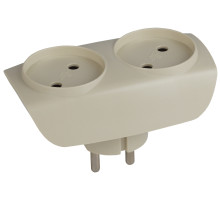 ЭРА Разветвитель электрический SP-2-I на 2 розетки без заземления 16А слоновая кость