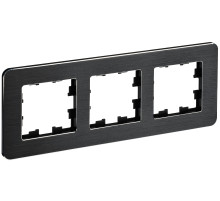 IEK BRITE DECOR Черный/алюм металл. скругл.угол Рамка 3-м РУ-3-1-Бр RE AL