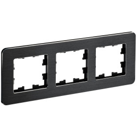 IEK BRITE DECOR Черный/алюм металл. скругл.угол Рамка 3-м РУ-3-1-Бр RE AL