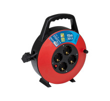 Simon Brico Черно-красный Удлинитель-катушка на 4 розетки Schuko, автовыключатель, кабель 15м