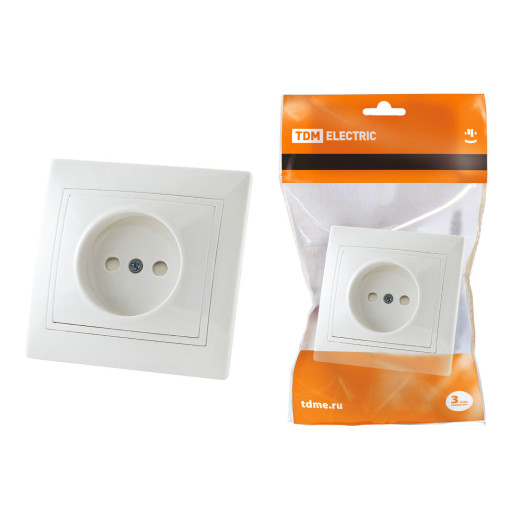 Розетка 2П с защ. шт. 10А 250В (основание керамика) белая 
