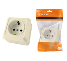 TDM Розетка 2П+3 открытой установки IP20 16А 250В (керамика) сл. кость 