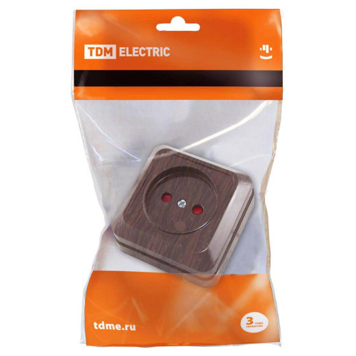 Розетка 2П открытой установки с з/ш IP20 10А, бук 