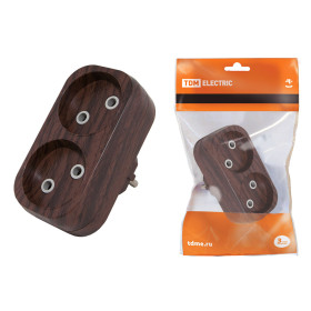 TDM Блок на 2 гнезда 2П б/з плоский 6А 250B 