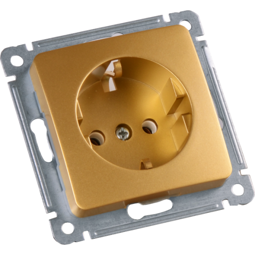 РС16-411-07 Розетка скрытой установки, одноместная, с заземляющим контактом, механизм, цвет золото